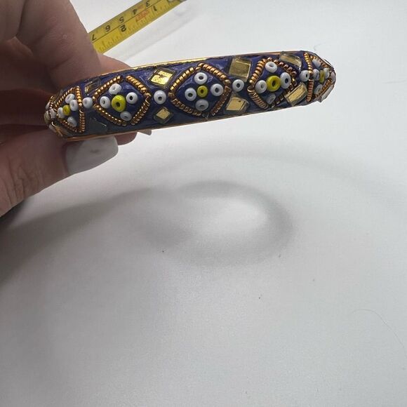 Vintage Ornate Blue-Purple Bangle With Beaded Detail - From India - Picture 6 of 6